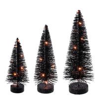 Vickerman 8/10/12" Black Bottle Brush Orange Lights Artificial Christmas Tree