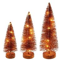 Vickerman 8/10/12" Orange Bottle Brush Clear Lights Artificial Christmas Tree