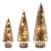 Vickerman 8/10/12" Champagne Bottle Brush Clear Lights Artificial Christmas Tree