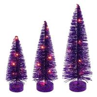 Vickerman 8/10/12" Purple Bottle Brush Orange Lights Artificial Christmas Tree