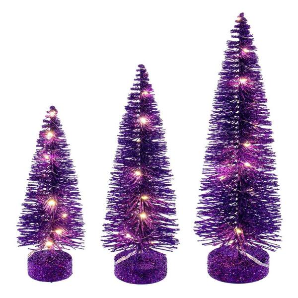 8/10/12" Purple Bottle Brush Clear Lights Artificial Christmas Tree