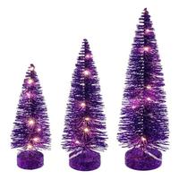 Vickerman 8/10/12" Purple Bottle Brush Clear Lights Artificial Christmas Tree