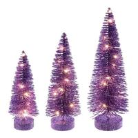Vickerman 8/10/12" Lavender Bottle Brush Clear Lights Artificial Christmas Tree