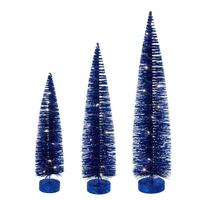 Vickerman 16/20/24" Blue Bottle Brush Clear Lights Artificial Christmas Tree