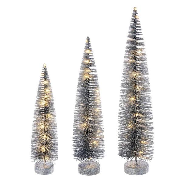 16/20/24" Silver Bottle Brush Clear Lights Artificial Christmas Tree