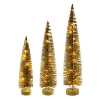 Vickerman 16/20/24" Gold  Bottle Brush Clear Lights Artificial Christmas Tree