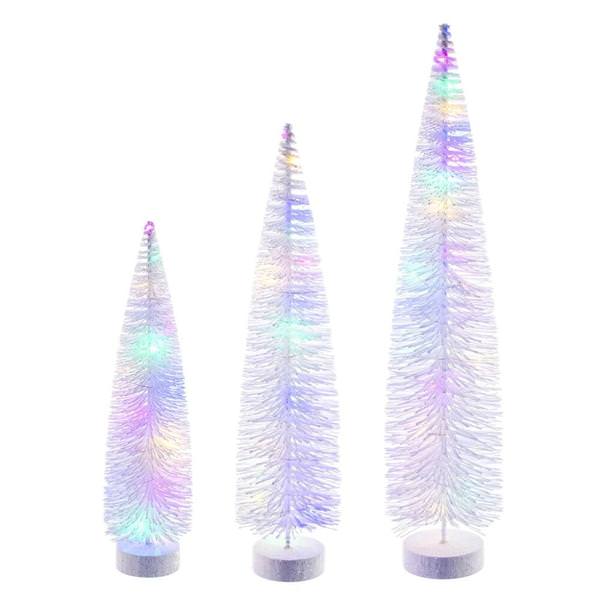 16/20/24" White Bottle Brush Multi-Color Lights Artificial Christmas Tree