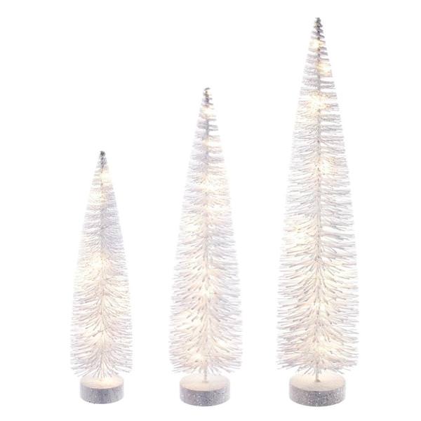 16/20/24" White Bottle Brush Clear Lights Artificial Christmas Tree