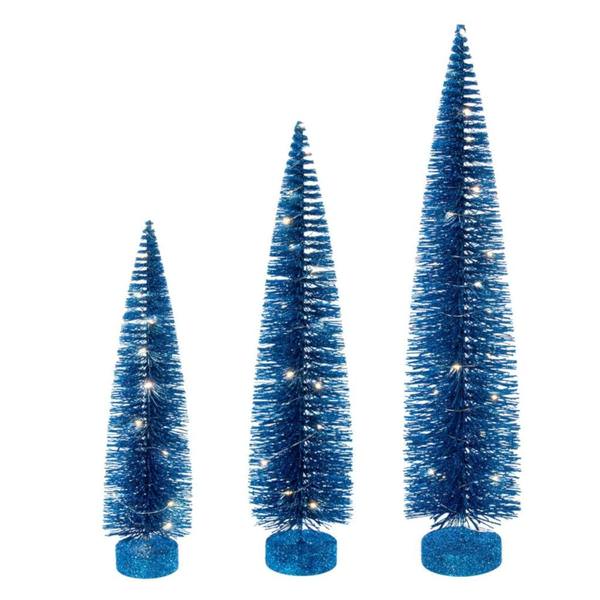 16/20/24" Turquoise Bottle Brush Clear Lights Artificial Christmas Tree