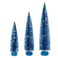 Vickerman 16/20/24" Turquoise Bottle Brush Clear Lights Artificial Christmas Tree