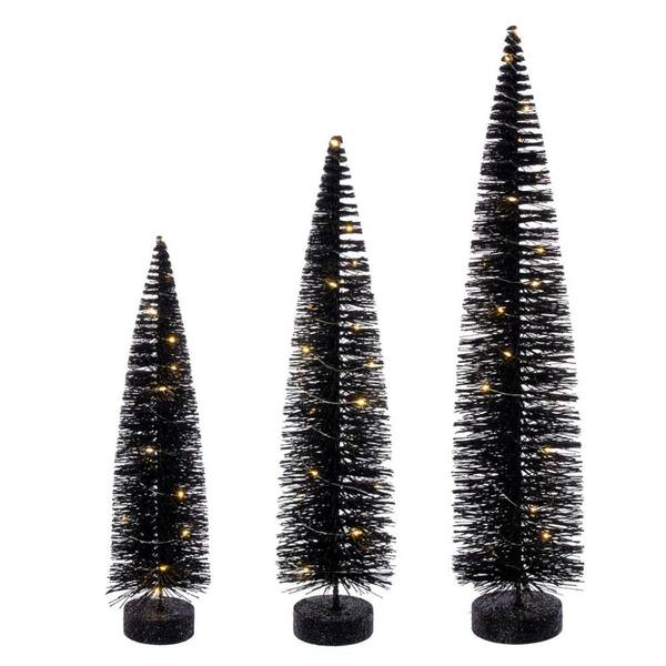 16/20/24" Black  Bottle Brush Clear Lights Artificial Christmas Tree