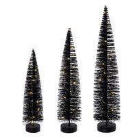 Vickerman 16/20/24" Black  Bottle Brush Clear Lights Artificial Christmas Tree