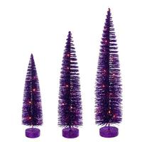 Vickerman 16/20/24" Purple Bottle Brush Orange  Lights Artificial Christmas Tree