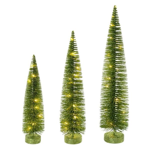 16/20/24" Lime Bottle Brush Clear Lights Artificial Christmas Tree