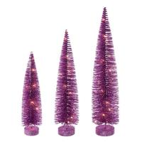 Vickerman 16/20/24" Pink Bottle Brush Clear Lights Artificial Christmas Tree