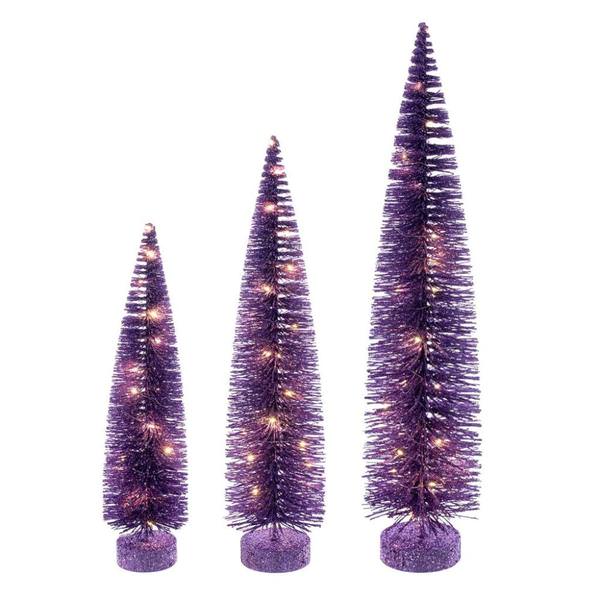 16/20/24" Lavender Bottle Brush Clear Lights Artificial Christmas Tree