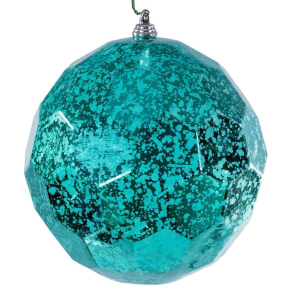 6" Teal Mirror Mercury Christmas Ornament (2 Pack)