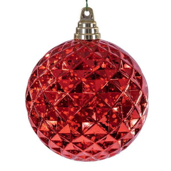 4.75" Red Diamond Mercury Christmas Ornament (4 Pack)