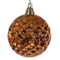 Vickerman 4.75" Burnish Orange Diamond Mercury Christmas Ornament (4 Pack)