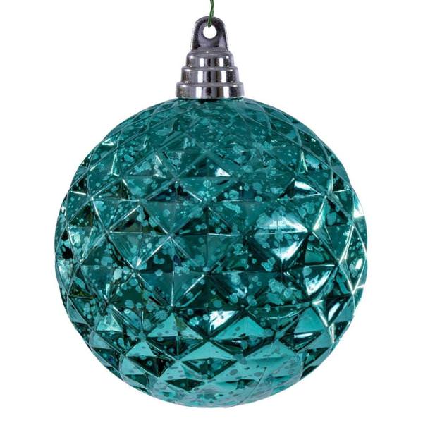 4.75" Teal Diamond Mercury Christmas Ornament (4 Pack)