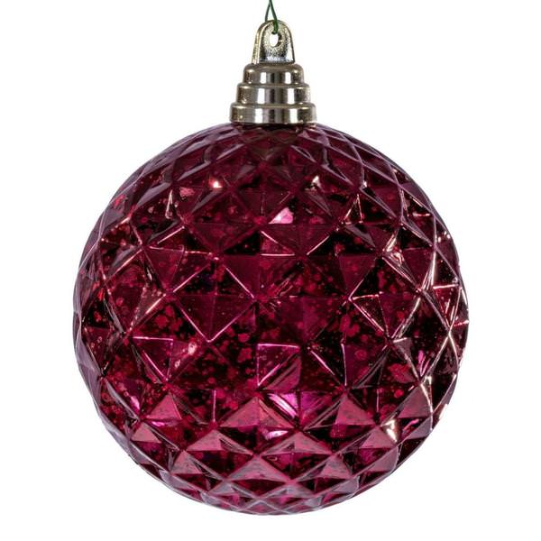 4.75" Burgundy Diamond Mercury Christmas Ornament (4 Pack)