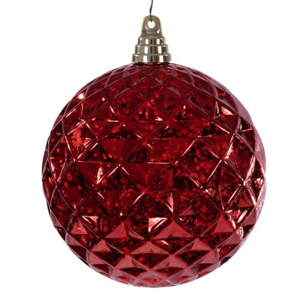 6" Red Diamond Mercury Christmas Ornament (2 Pack)