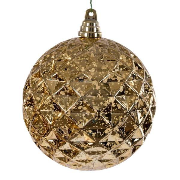 6" Gold Honeycomb Mercury Christmas Ornament (2 Pack)