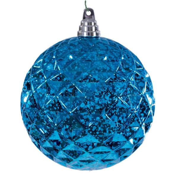 6" Turquoise Diamond Mercury Christmas Ornament (2 Pack)
