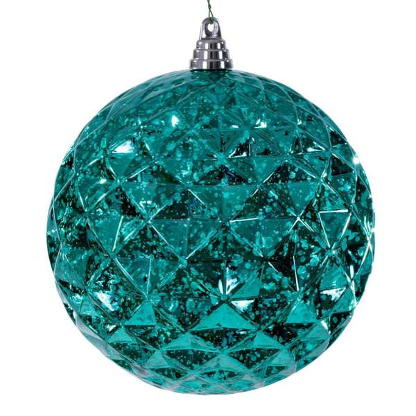 6" Teal Diamond Mercury Christmas Ornament (2 Pack)