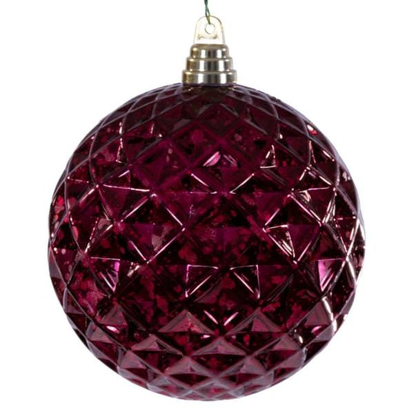 6" Burgundy Diamond Mercury Christmas Ornament (2 Pack)