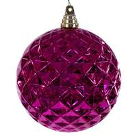 Vickerman 6" Fuchsia Diamond Mercury Christmas Ornament (2 Pack)