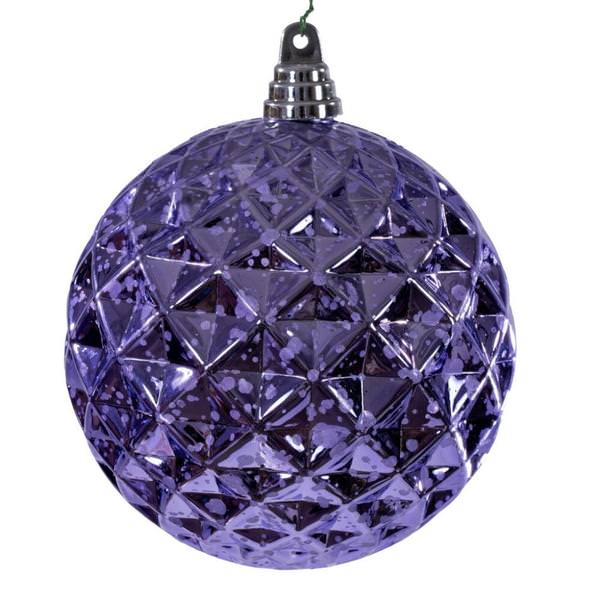 6" Lavender Diamond Mercury Christmas Ornament (2 Pack)