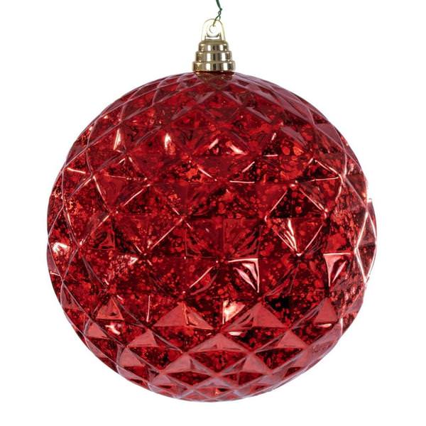 8" Red Diamond Mercury Christmas Ornament