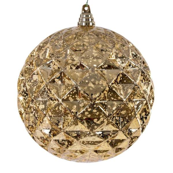 8" Gold Diamond Mercury Christmas Ornament