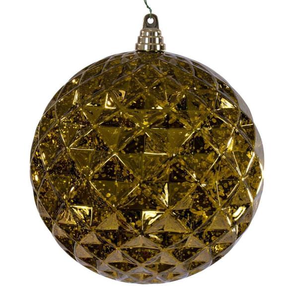 8" Olive Diamond Mercury Christmas Ornament