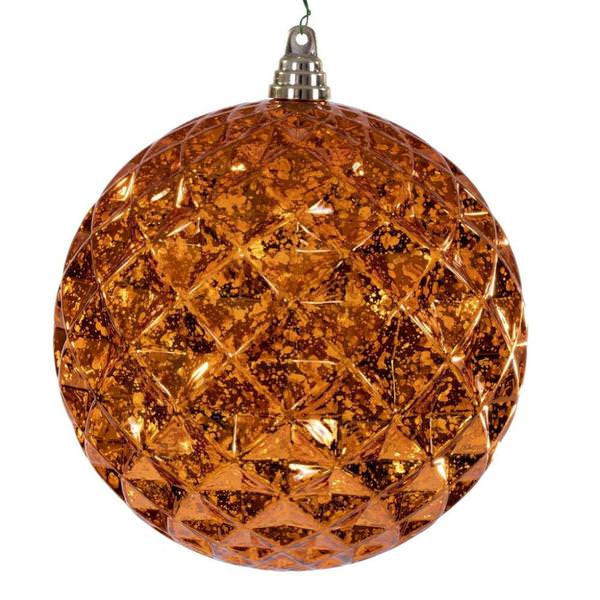 8" Burnish Orange Diamond Mercury Christmas Ornament