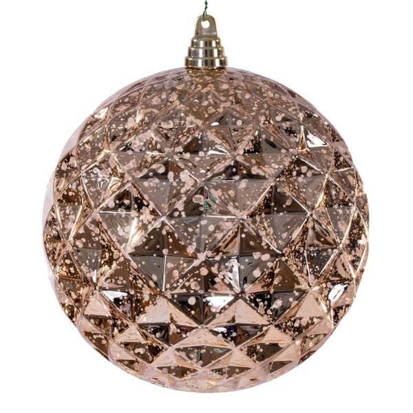 8" Rose Gold Diamond Mercury Christmas Ornament