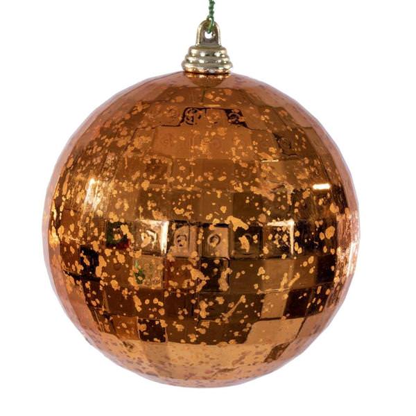 4" Burnish Orange Mirror Mercury Christmas Ornament (6 Pack)