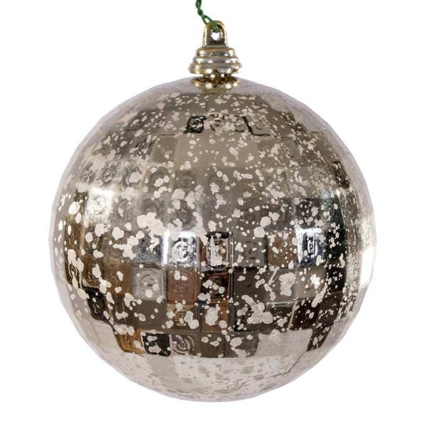 4" Champagne Mirror Mercury Christmas Ornament (6 Pack)