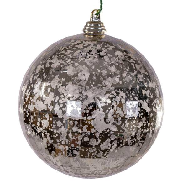 4" Oat Mirror Mercury Christmas Ornament (6 Pack)
