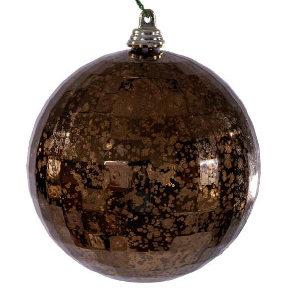 4" Mocha Mirror Mercury Christmas Ornament (6 Pack)
