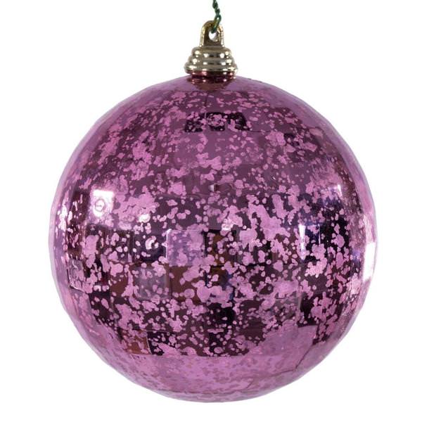 4" Pink Mirror Mercury Christmas Ornament (6 Pack)