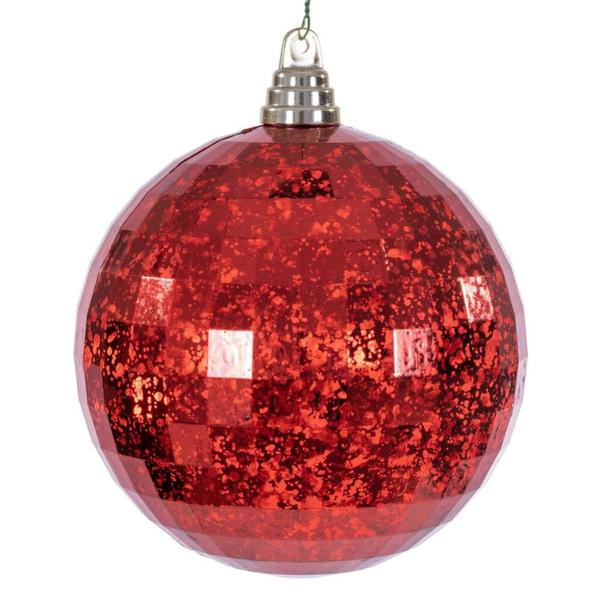 6" Red Mirror Mercury Christmas Ornament (2 Pack)