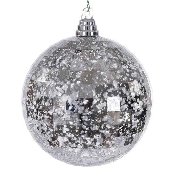 6" Silver Diamond Mercury Christmas Ornament (2 Pack)