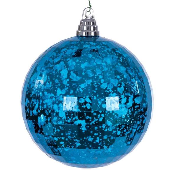 6" Turquoise Mirror Mercury Christmas Ornament (2 Pack)