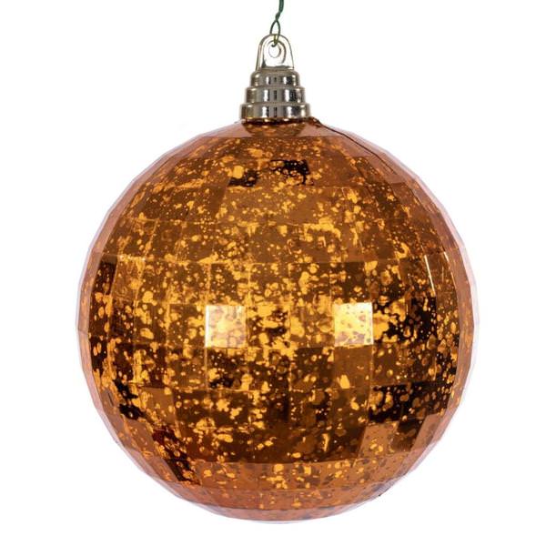 6" Burnish Orange Mirror Mercury Christmas Ornament (2 Pack)