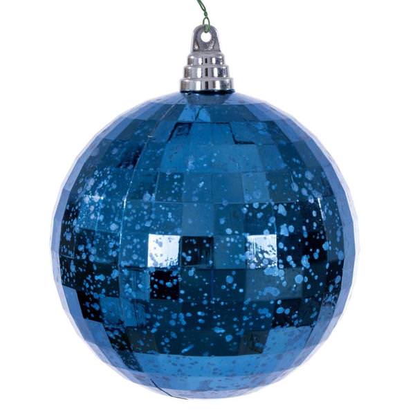 6" Midnight Blue Mirror Mercury Christmas Ornament (2 Pack)