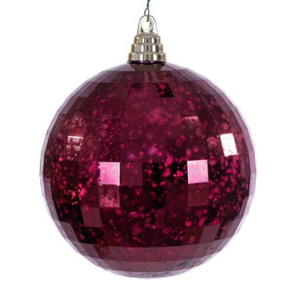 6" Burgundy Mirror Mercury Christmas Ornament (2 Pack)