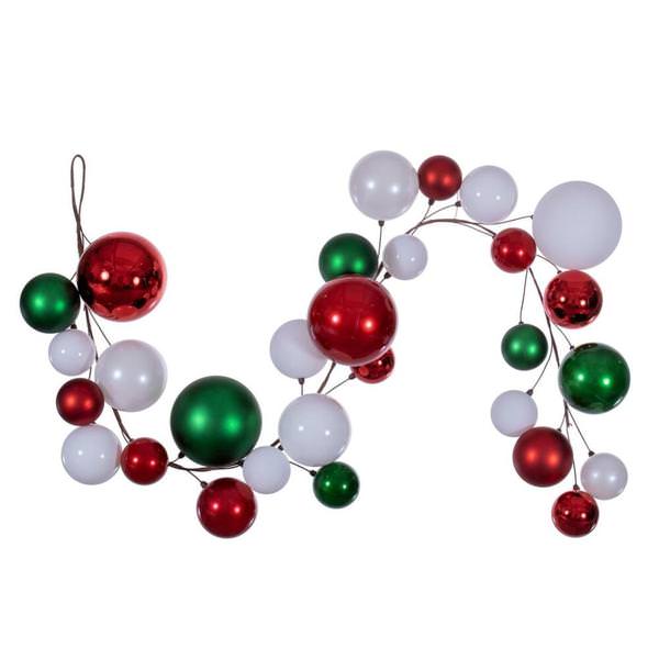 6' White/Red/Green Ball Wire Garland