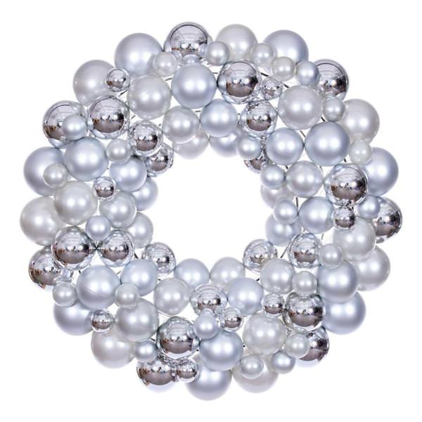 24" Silver Ball Ornament Christmas Wreath